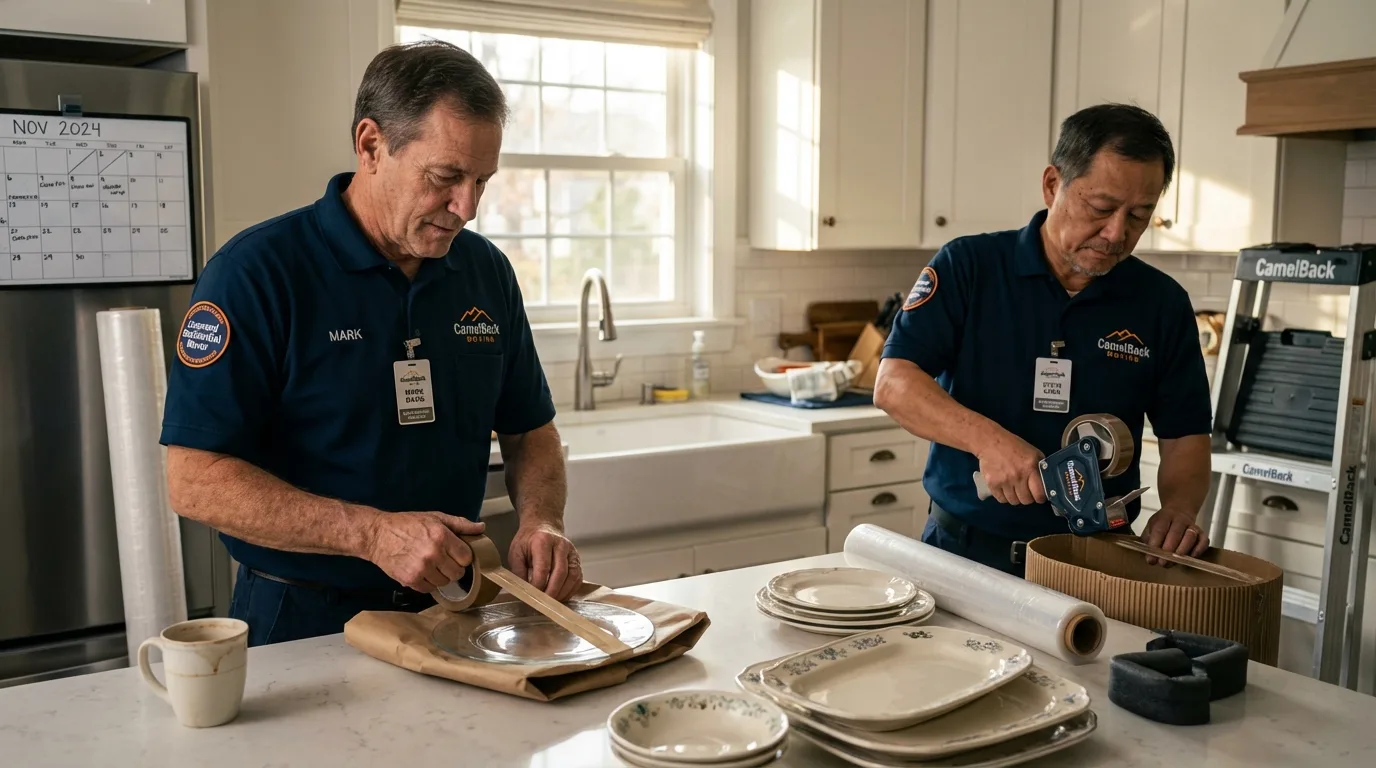 Professional crew packing kitchen dishware in Pirtleville, AZ